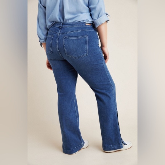 NWOT Pilcro High Rise Bootcut Button Hem in Medium Blue 33 - Picture 4 of 7